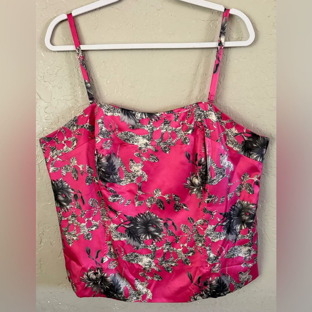 Susan Lucci 100% Silk Botanical Floral Cami Camisole Tank Top women's Size 18W